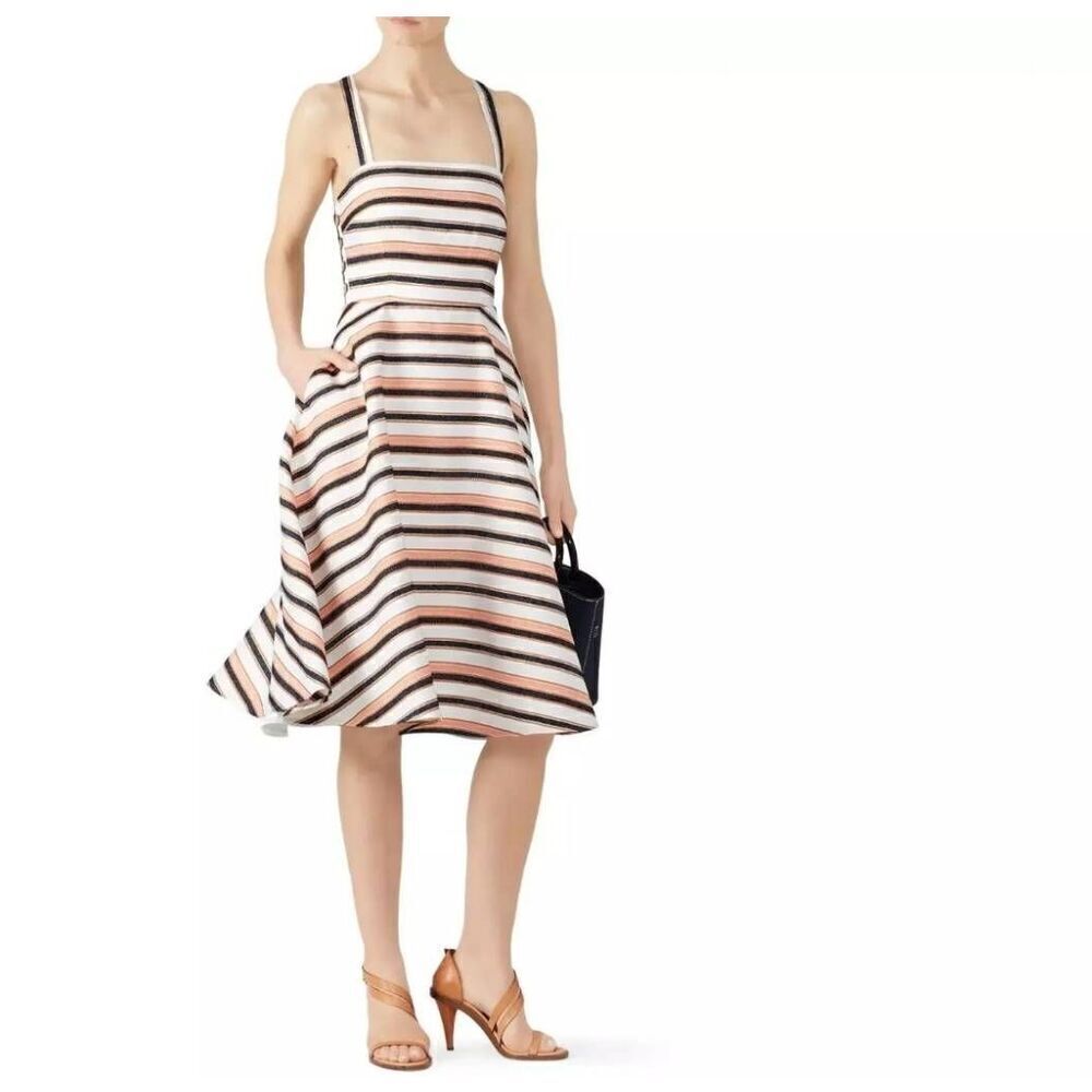 Anthropologie Hutch Tiffany Midi Dress Fit Flare Striped Size 1